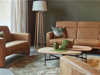 Lederland AMSTERDAM Showroommodel Hemming opstelling 2 + 2,5 zitsbank + fauteuil